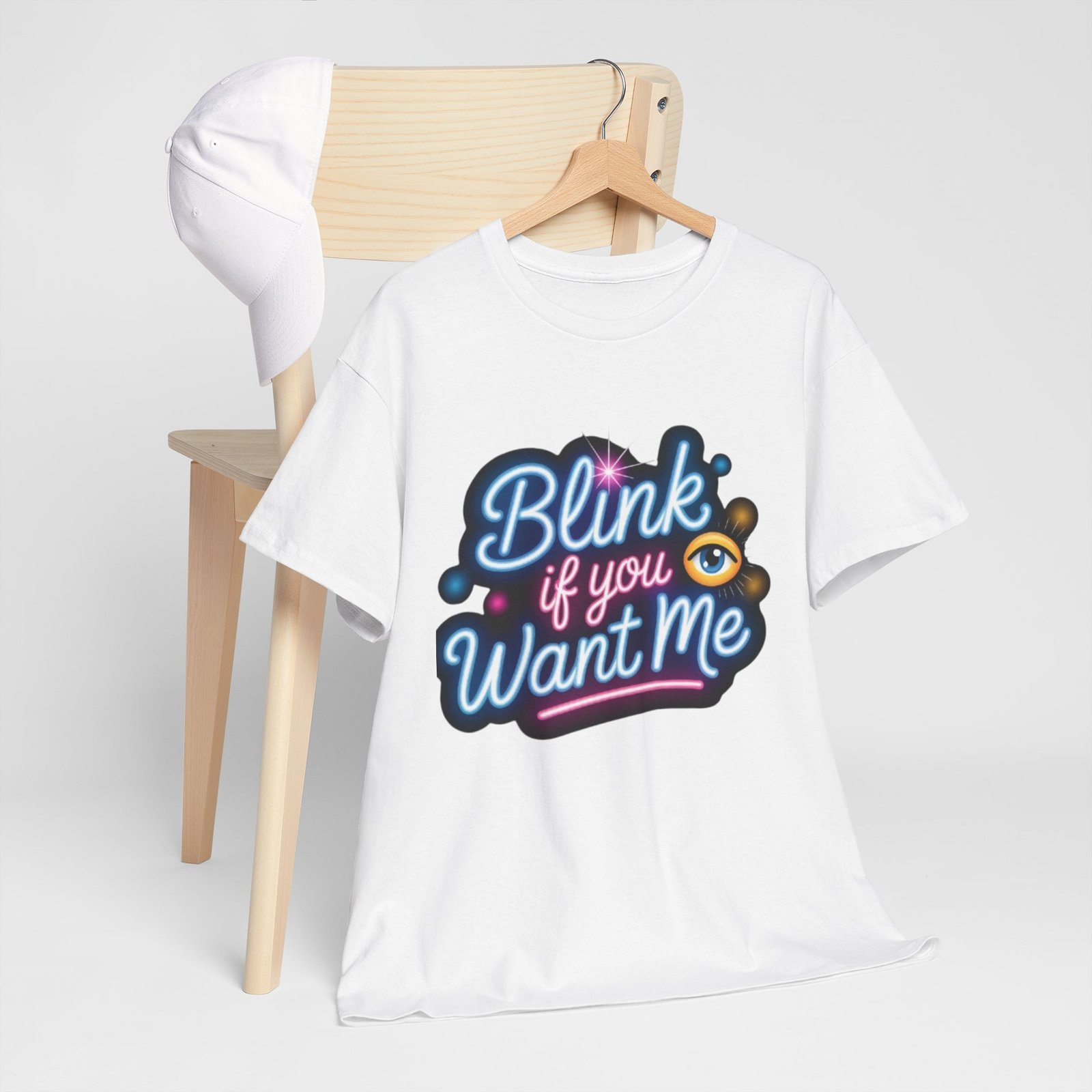 Fun Quirky Graphic Tee: Blink if You Want Me, Unisex Cotton Shirt, Cute Gift for Friends, Casual Wear, Perfect for Parties, Summer Style - Image 2